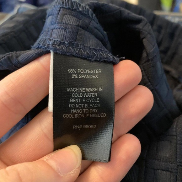 Katherine Barclay Skirt Womens Sz 4‎ Navy Blue Mini Pleated Gold Zipper Textured - Picture 6 of 8